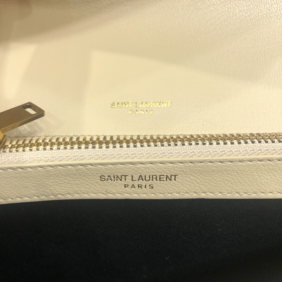 Saint Laurent Lambskin College Handbag Shoulder Bag Apricot 600279 Gold